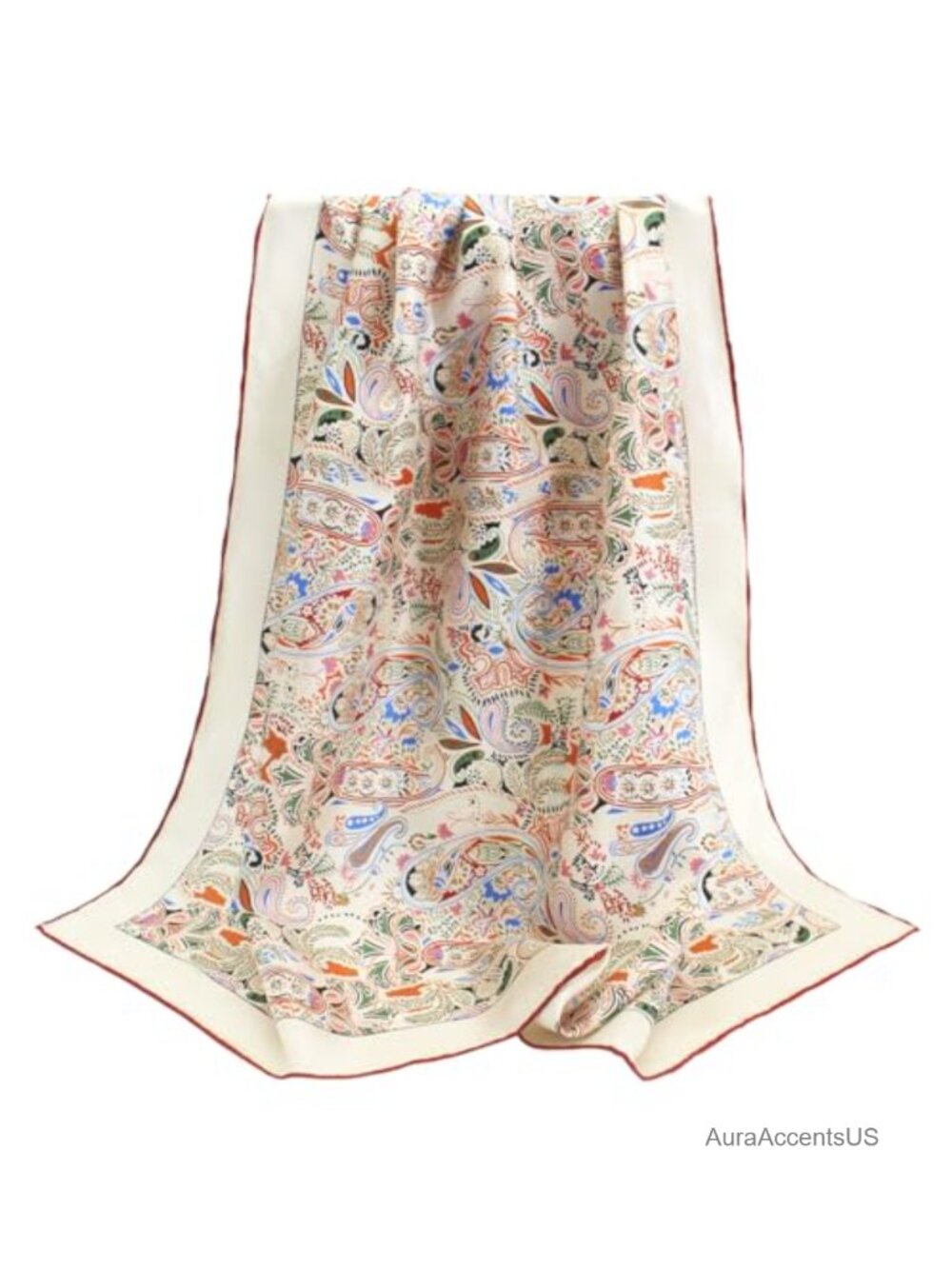100% Mulberry Silk Scarf 35" Square Hair Wrap Bandana Gift Boxed